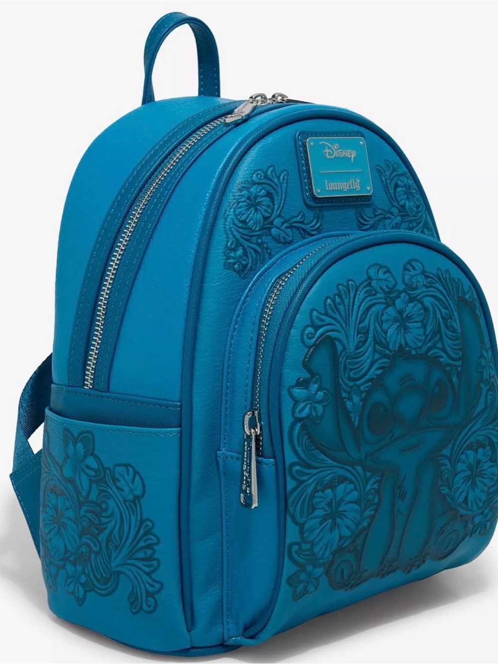Loungefly Teal Blue Embossed Stitch Mini Backpack